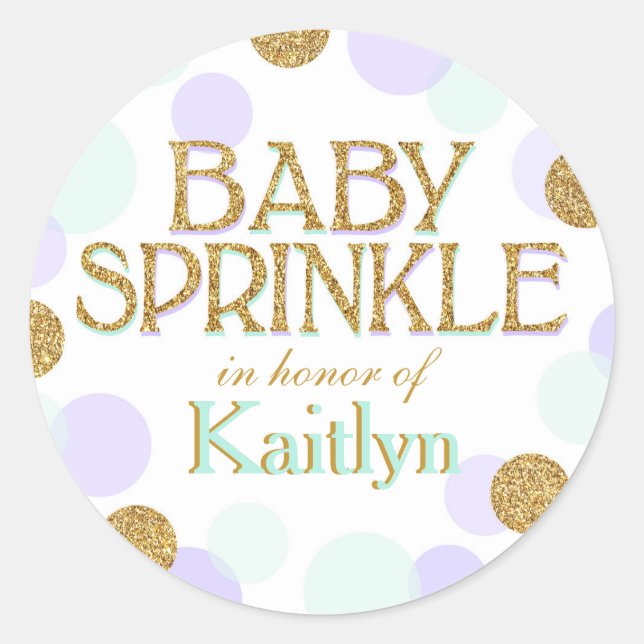 Sprinkle Dots Babydusche Runder Aufkleber (Vorderseite)