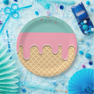 Sprinkle-Drip-Eiscreme-Kegel-Party Pappteller
