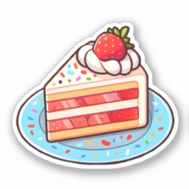 Sprinkle Freude: Erdbeere Kurzer Kuchen am Springe Aufkleber