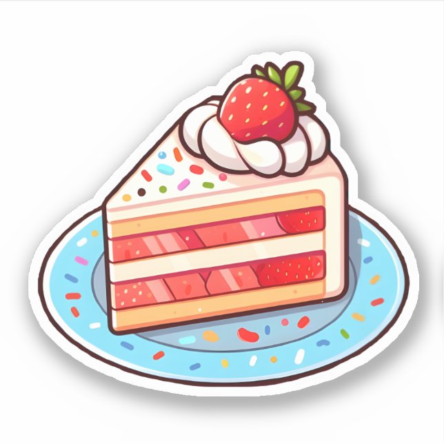 Sprinkle Freude: Erdbeere Kurzer Kuchen am Springe Aufkleber (Vorderseite)