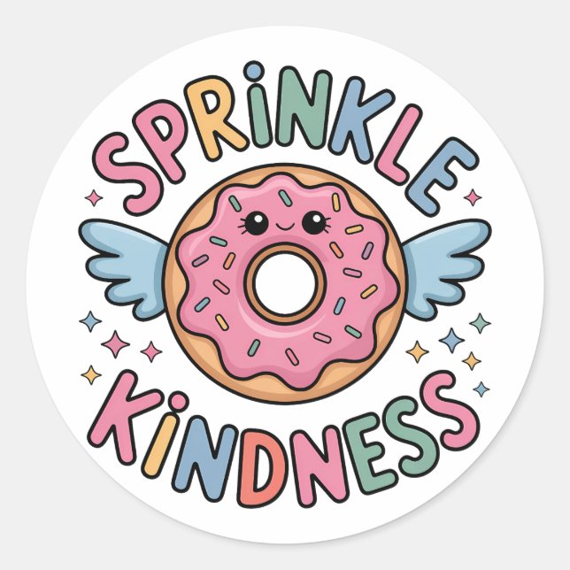 Sprinkle Kindness | Donut Runder Aufkleber (Vorderseite)