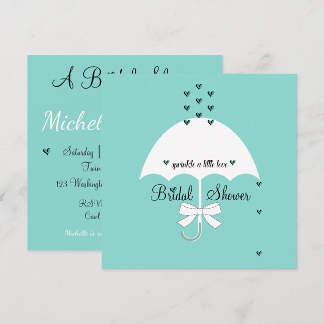 Sprinkle Liebe Aquamarin Blue Party Dusche Einladung (Vorne/Hinten)