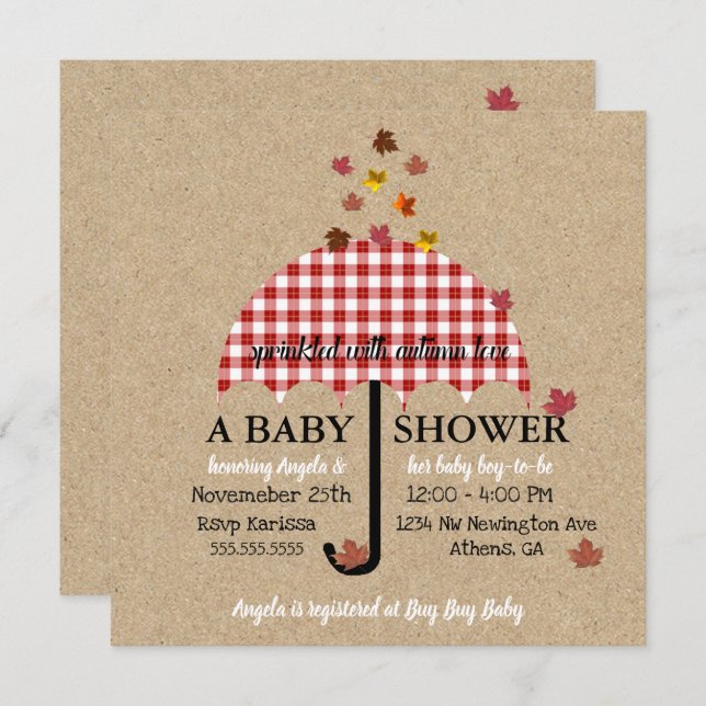 Sprinkle mit Herbst-Liebe Rustikales Baby-Dusche P Einladung (Vorne/Hinten)
