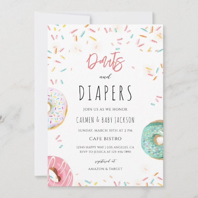 Sprinkle Pink Donut Coed-Baby-Shower Einladung (Vorderseite)