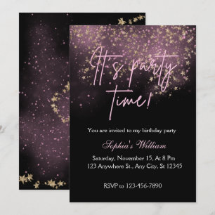 Sprinkle Pink Stars Einladung zum Geburtstag