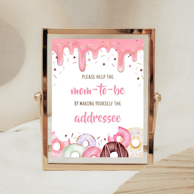 Sprinkle-Umschlag-Station Poster (Pink Donuts Girl Baby Shower Envelope Station Sign)