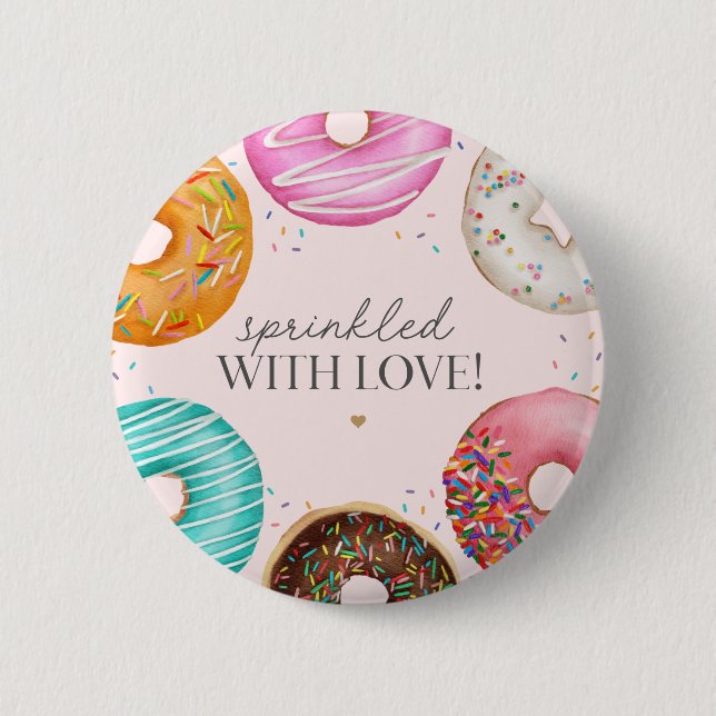 Sprinkled Donut Baby Sprinkle Party Tischdekor Button (Vorderseite)