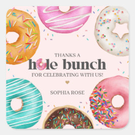 Sprinkled Donut Birthday Party Baby Dusche Gefalle Quadratischer Aufkleber