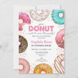Sprinkled Donut Geburtstagsparty für Mädchen Einladung
