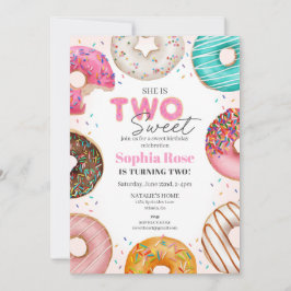 Sprinkled Donut ZWEI Sweet Birthday Party für Mädc Einladung