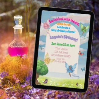 Sprinkled with Magic, Fairy and Butterfly Birthday Einladung