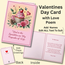 Sprinklen auf dem Cupcake mit Liebe Gedicht Valent