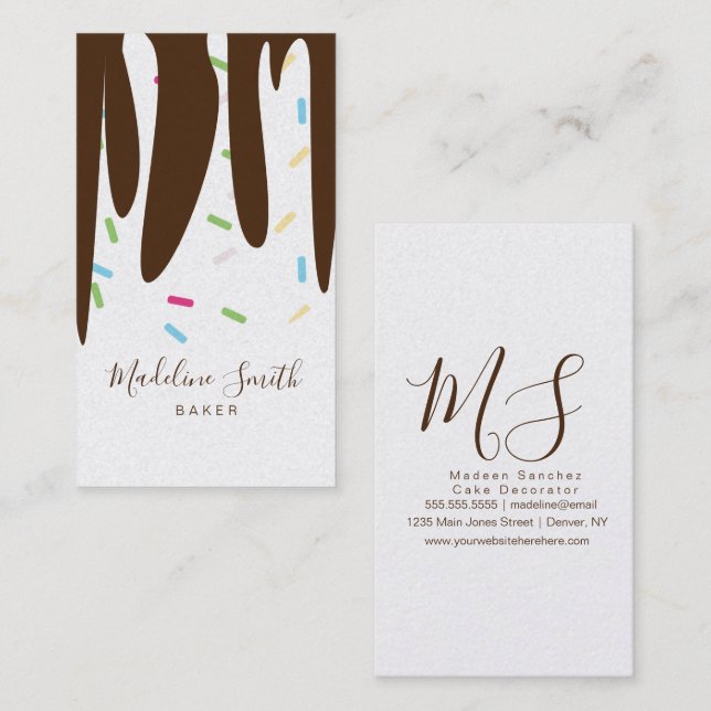 Sprinklen Bäckerei Ice Creme Zuckerguss Tropfen Visitenkarte (Vorne/Hinten)