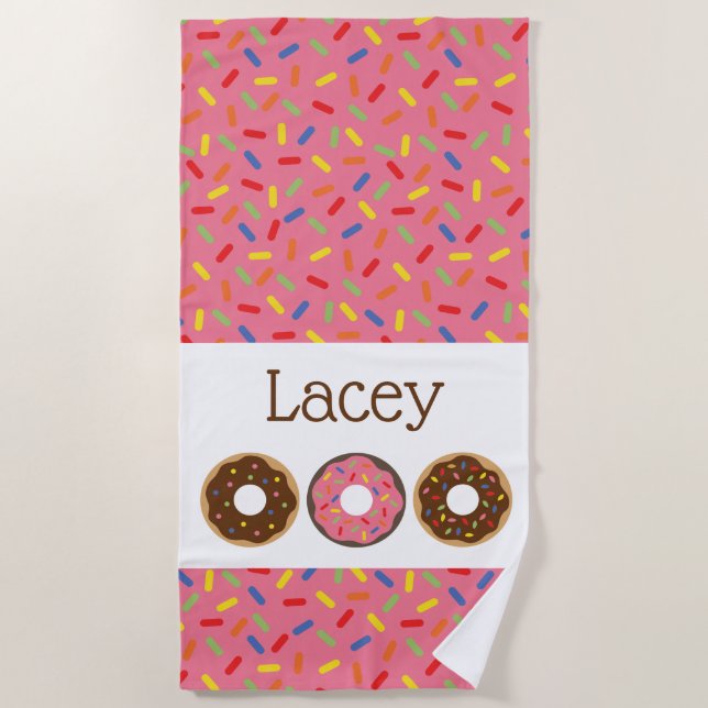 Sprinklen Donuts Personalisiertes Badetuch (Vorderseite)