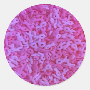 Sprinklen für die Brustkrebserkrankung in Rosa Rib Runder Aufkleber