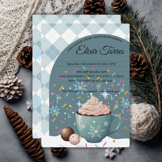 Sprinklen Hot Cocoa Winter Snowflakes Babydusche Einladung (Von Creator hochgeladen)