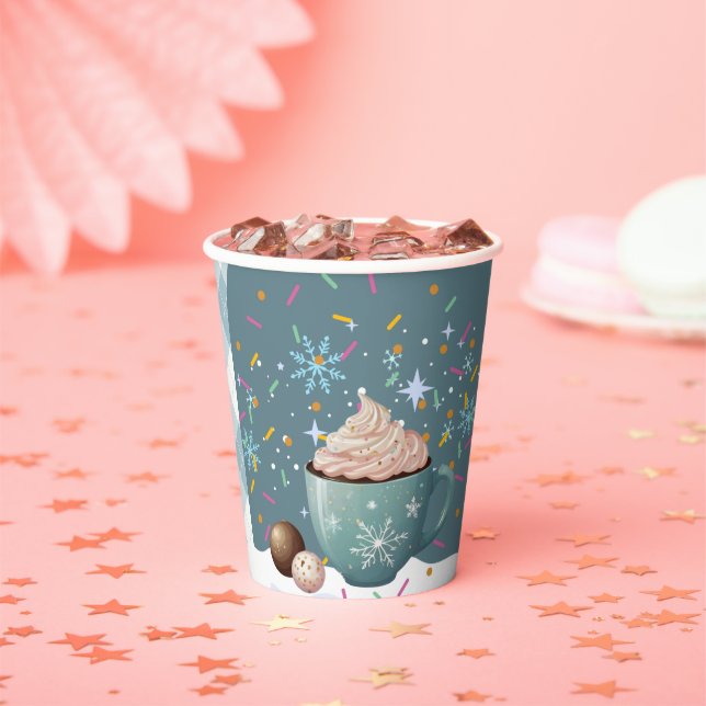 Sprinklen Hot Cocoa Winter Snowflakes Babydusche Pappbecher (Insitu)