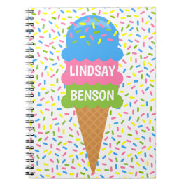 Sprinklen Ice Cream Cone Personalisiertes Notebook Notizblock