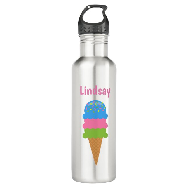 Sprinklen Ice Creme Cone Personalisiertes Wasser F Edelstahlflasche (Vorderseite)