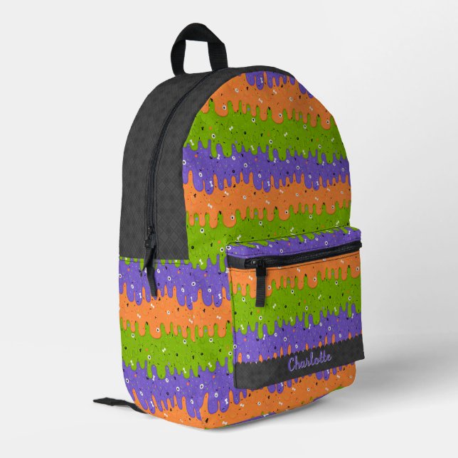 Sprinklen und Halloween-Eiscreme Bedruckter Rucksack (Rückseitige Ecke links)