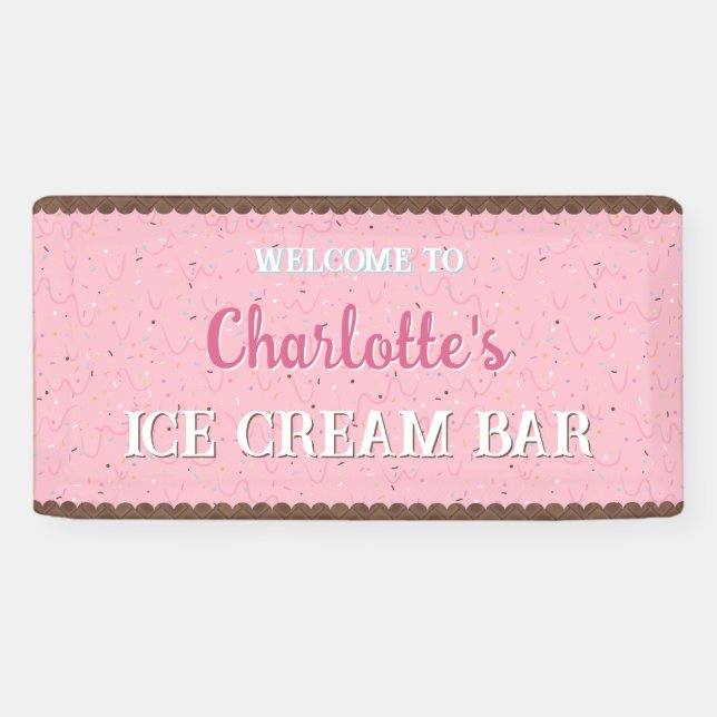 Sprinklen und rosa Eiscreme Banner (Horizontal)