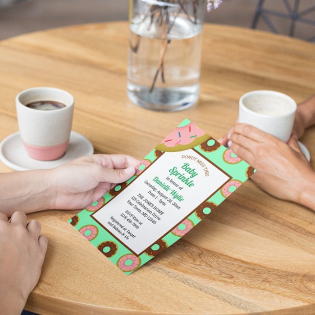 Sprinkler Donuts Minze grüne Retro Baby Sprinkle Einladung (Von Creator hochgeladen)