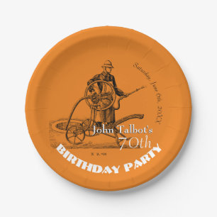 Sprinkler Fireman 70. Geburtstagsparty Papierplatt Pappteller