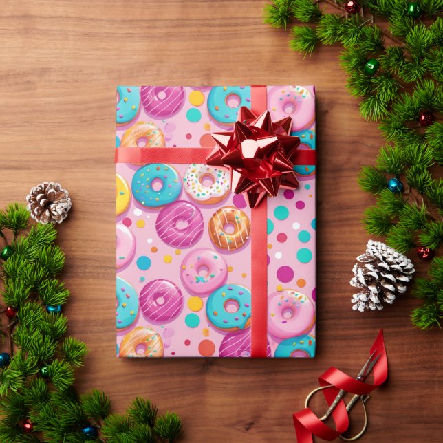 Sprinkler Genuss Donut Wrapping Papier Geschenkpapier (Feiertagsgeschenk)