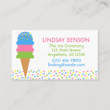 Sprinkler Ice Cream Cone Business Calling Cards