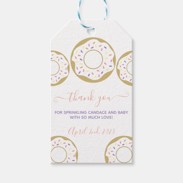 Sprinkler mit Liebe Baby Sprinkle Vielen Dank Geschenkanhänger (Vorderseite)