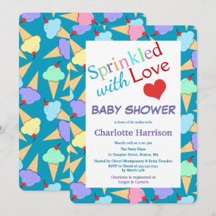 Sprinkler mit Liebe Ice Creme Cones Baby Dusche Einladung