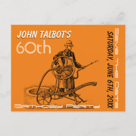 Sprinkler oder Fireman 60. Geburtstag Save the Dat Ankündigungspostkarte