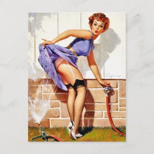 Sprinkler Pin-Up Postkarte
