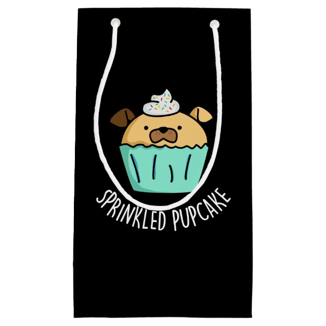 Sprinkler Pupcake Puppy Cupcake Pun Dark BG Kleine Geschenktüte (Vorderseite)