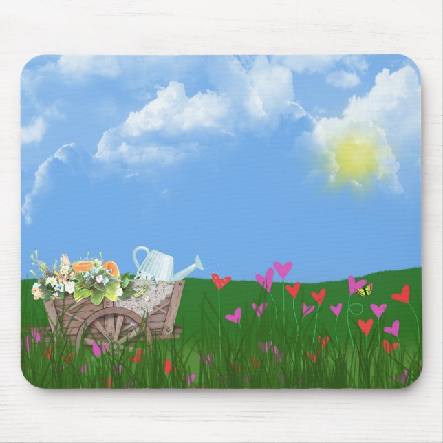 Sprinkleranlage in der Schubkarre Mousepad (Vorne)