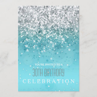 Sprinklerfreulich Modernes Aqua Glitzer Party Einladung