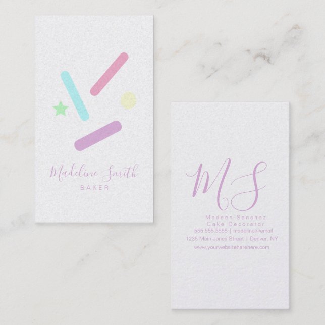 Sprinkles Bakery Pastel Business Card Visitenkarte (Vorne/Hinten)