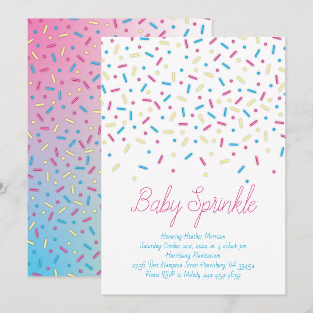 Sprinkles Confetti Baby Sprinkle Dusche Einladung (Vorne/Hinten)