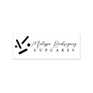 Sprinkles Cupcake Cake Bakery Baker Script Logo Gummistempel