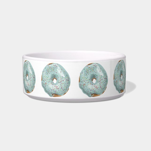 Sprinkles Doughnut mit blauem Zuckerguss. Napf (Rechts)