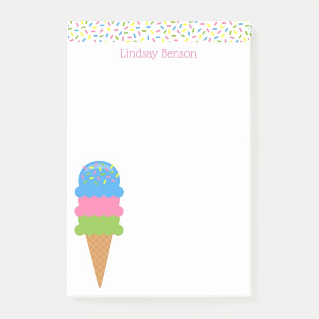 Sprinkles Ice Cream Cone Custom Post-it Notepad Klebezettel (Vorderseite)