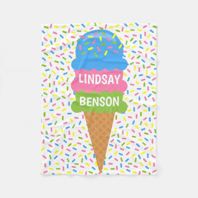 Sprinkles Ice Creme Cone Personalisiert Blanket Fleecedecke (Vorderseite)