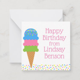 Sprinkles Ice Creme Cone Personalisierte Gift Card Mitteilungskarte