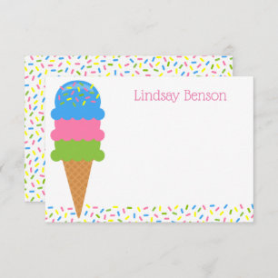 Sprinkles Ice Creme Cone Personalisierte Mitteilun Dankeskarte