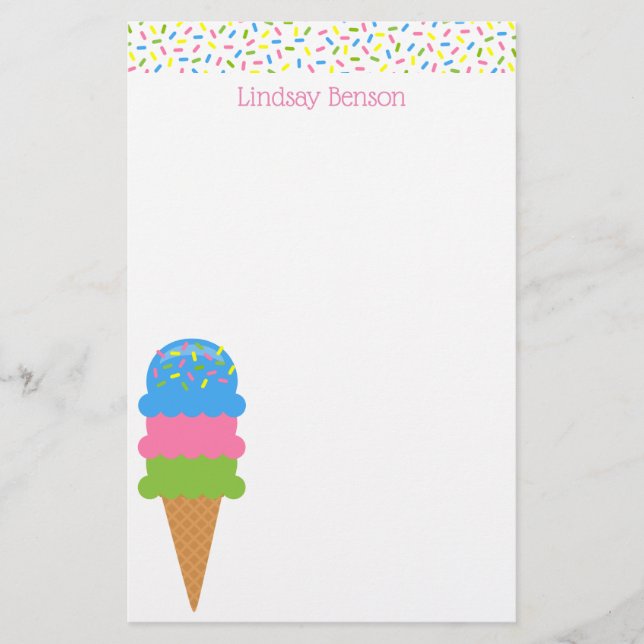 Sprinkles Ice Creme Cone Personalisiertes Geschirr Briefpapier