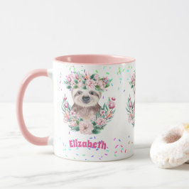 Sprinkles SLOTH Boho Girls Pink Blume Geschenke Ni Tasse