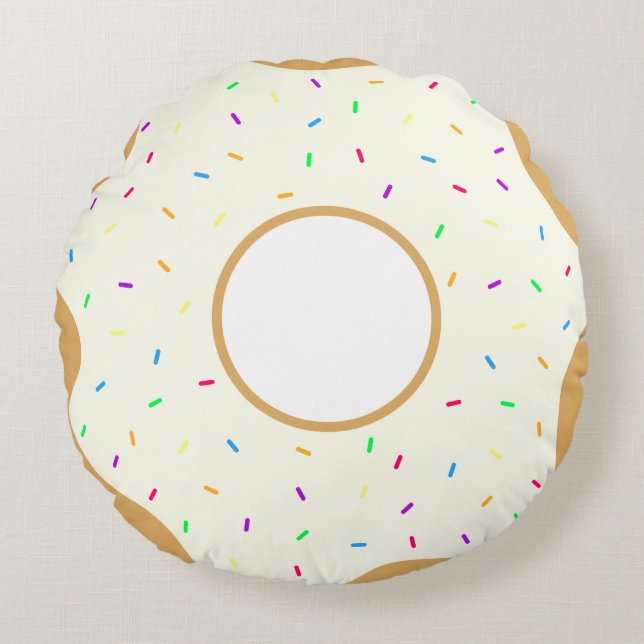 Sprinkly Donut Rundes Kissen (Vorderseite)