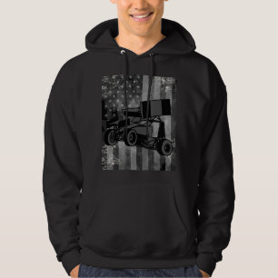 Sprint Car Rennen Schwarz Graue Amerikanische Flag Hoodie