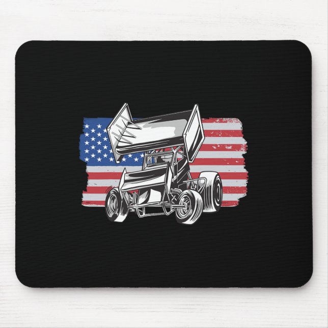 Sprint-Car-Rennens USA-Flagge  Mousepad (Vorne)