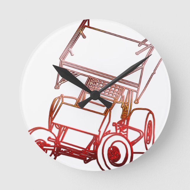 Sprinten Sie das verdrehte/Sonnenuntergang Auto Runde Wanduhr (Vorderseite)